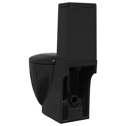 WC Ceramic Toilet Bathroom Round Toilet Bottom Water Flow Black