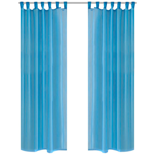 Turquoise Sheer Curtain 140 x 225 cm 2 pcs