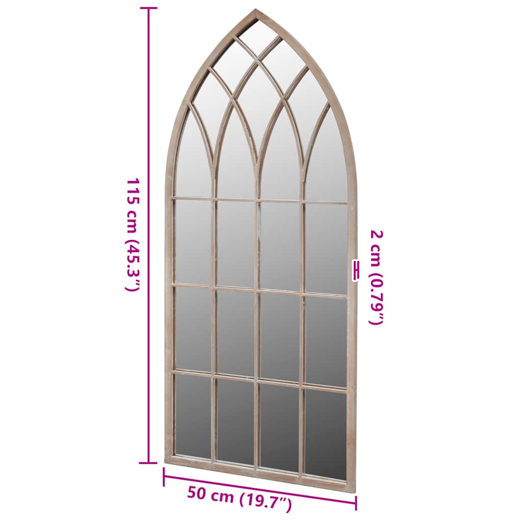 Gothic Arch Garden Mirror 50x115 cm for Indoor and Outdoor Use