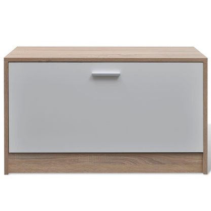 Oak and White 3-in-1 Wooden Shoe Cabinet Set