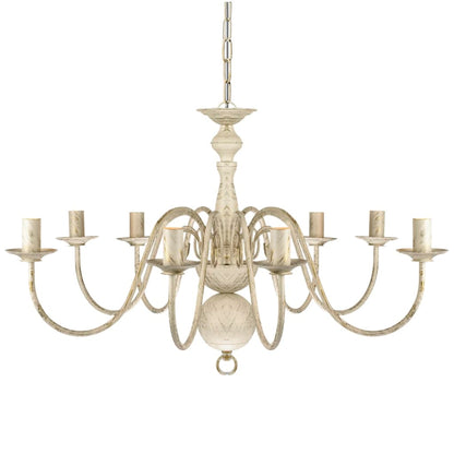 Antique White Metal Chandelier 8 x E14 Bulbs