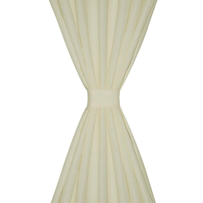 2 pcs Cream Micro-Satin Curtains with Loops 140 x 245 cm