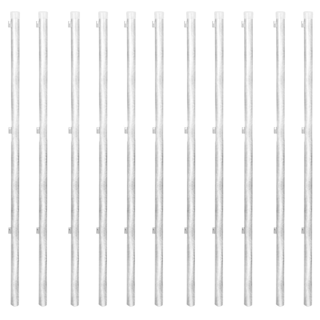 Chain Link Fence with Posts Spike Galvanised Steel 25x1.5 m