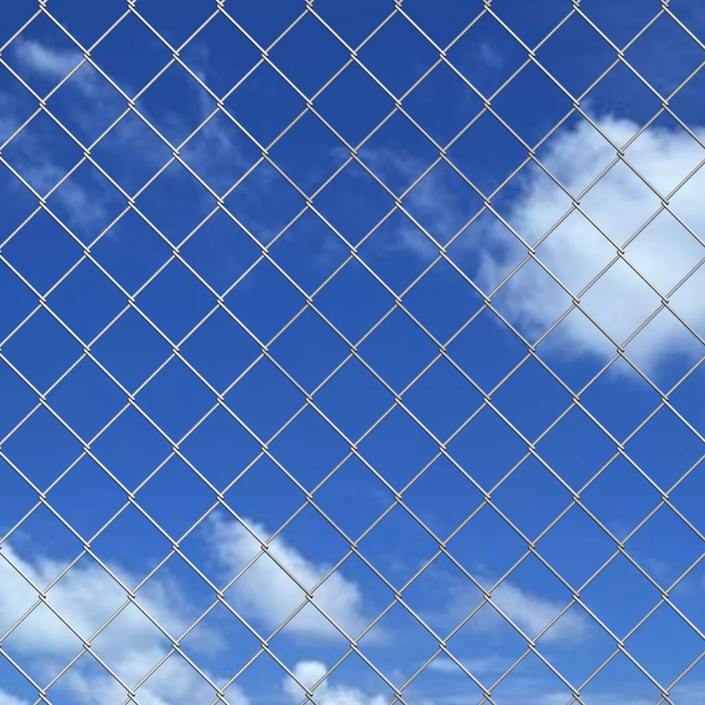 Chain Link Fence with Posts Spike Galvanised Steel 25x1.5 m