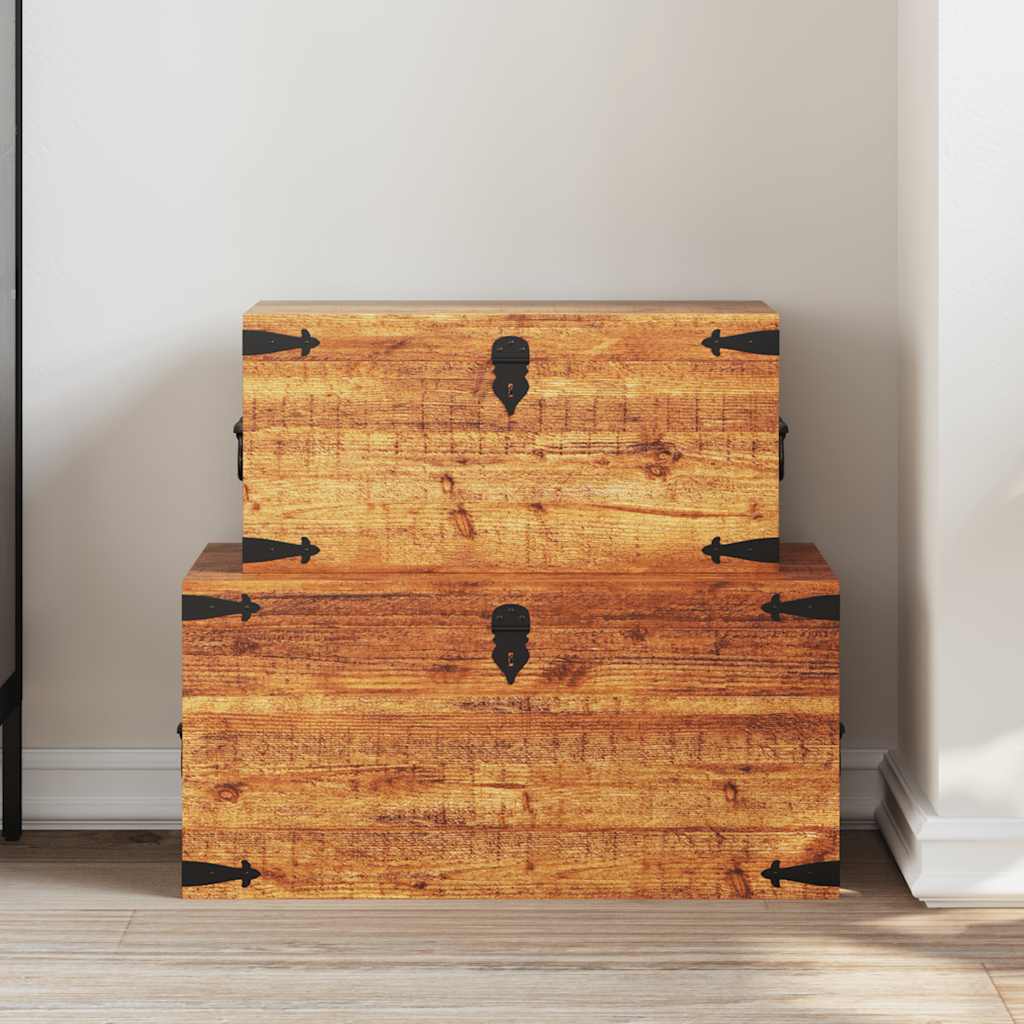 Storage Chest Set 2 Pieces Rough Mango Wood