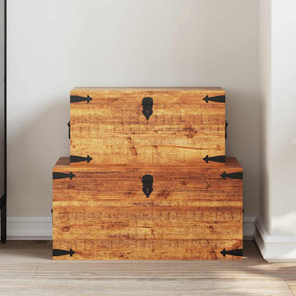 Storage Chest Set 2 Pieces Rough Mango Wood