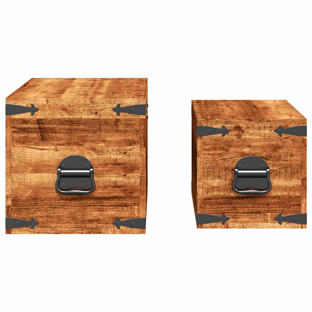 Storage Chest Set 2 Pieces Rough Mango Wood