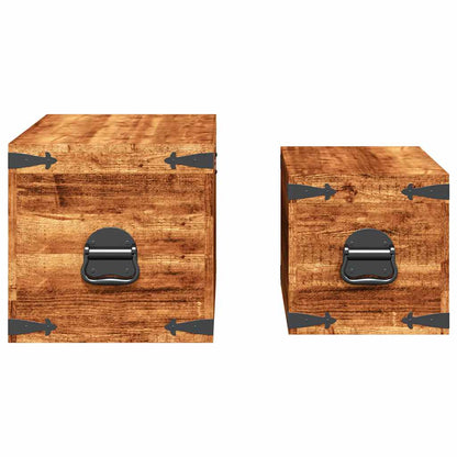 Storage Chest Set 2 Pieces Rough Mango Wood