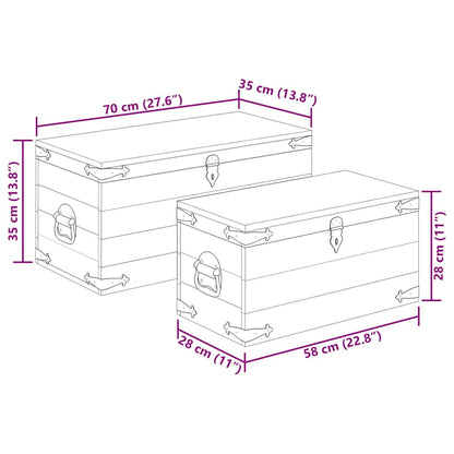 Storage Chest Set 2 Pieces Rough Mango Wood