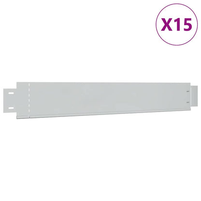 Set of 15 Flexible Lawn Fence Galvanised Steel 100 x 14 cm