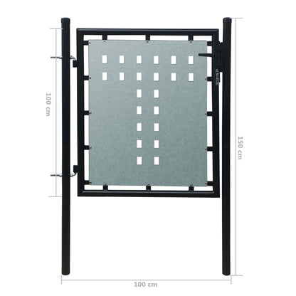 Black Single Door Fence Gate 100 x 150 cm