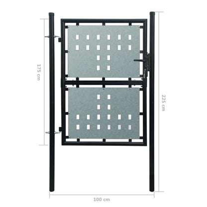Black Single Door Fence Gate 100x175 cm