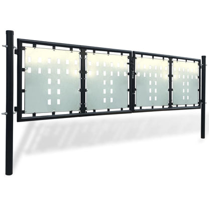 Black Double Door Fence Gate 300 x 125 cm