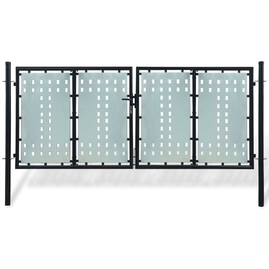 Black Single Door Fence Gate 300x125 cm