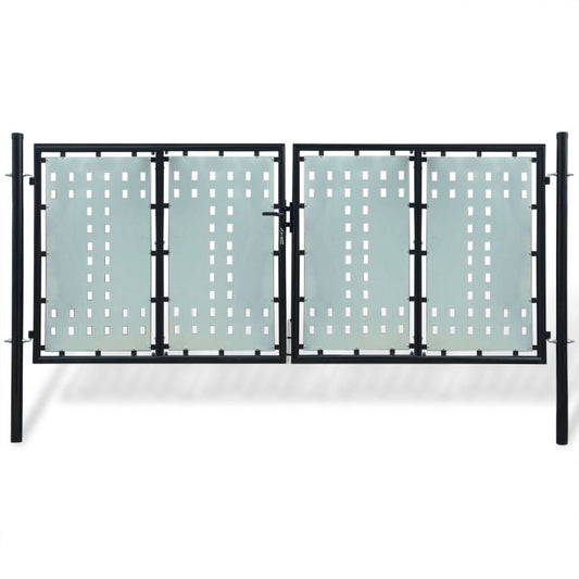 Black Single Door Fence Gate 300x125 cm