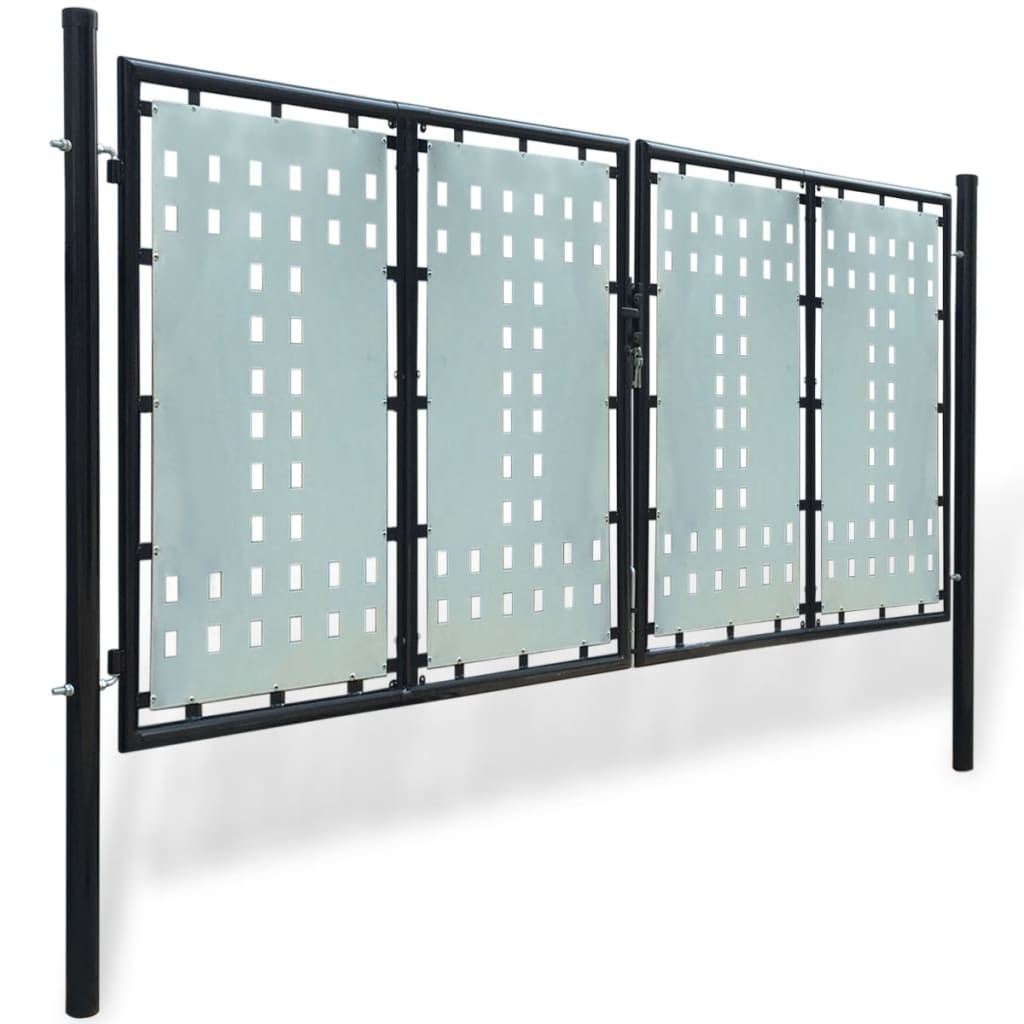 Black Single Door Fence Gate 300x125 cm