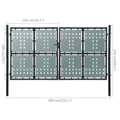 Black Double Door Fence Gate 300 x 250 cm