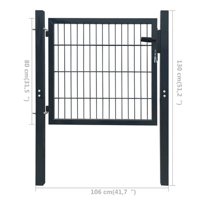 2D Fence Gate (Single) Anthracite Grey 106 x 130 cm