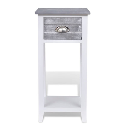 Nightstand with 1 Drawer Grey and White