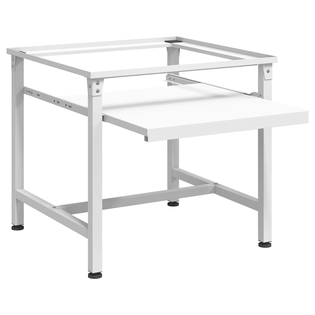 Washing Machine Pedestal with Pull-Out Shelf White