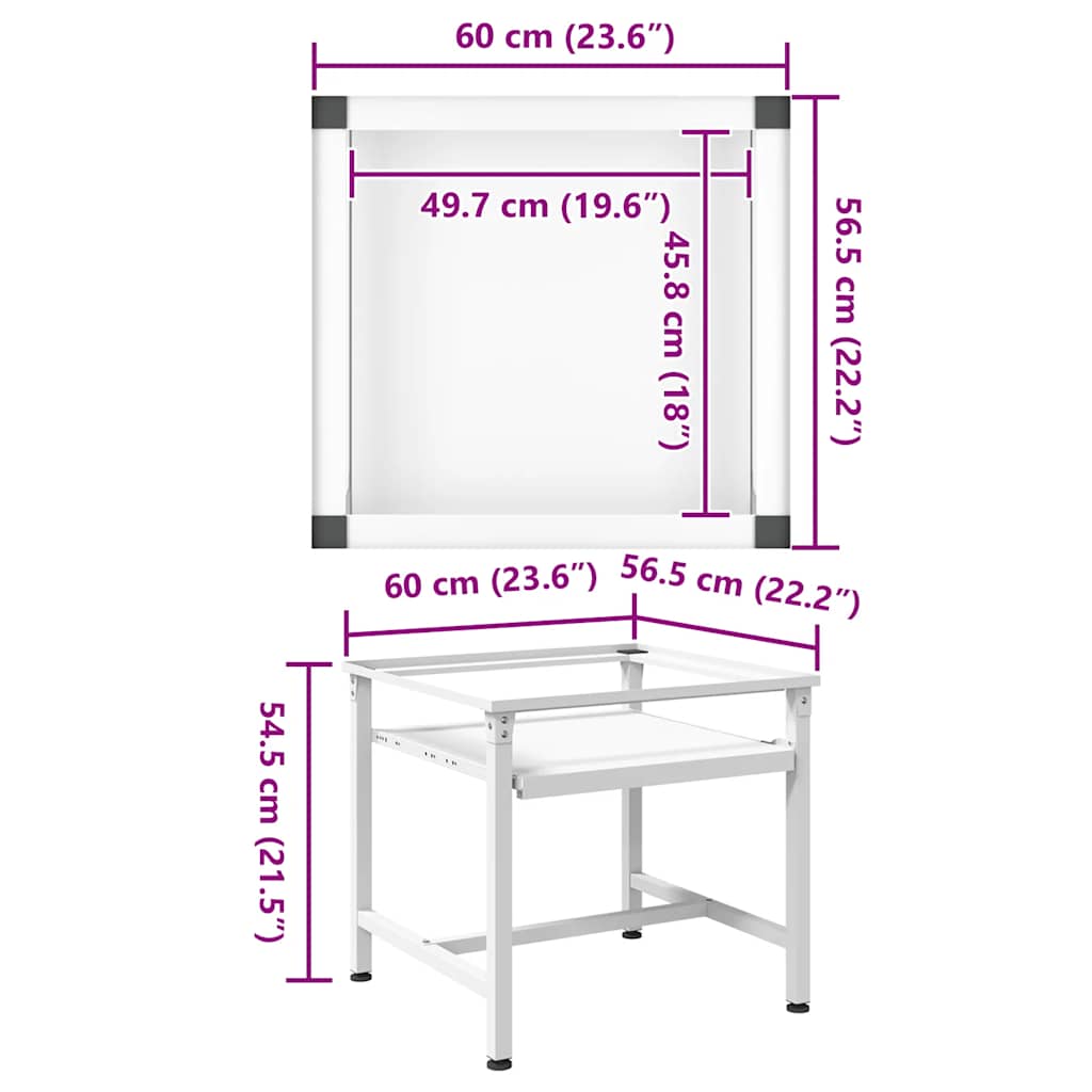 Washing Machine Pedestal with Pull-Out Shelf White