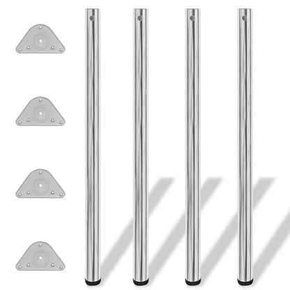 4 Height Adjustable Table Legs Chrome 1100 mm