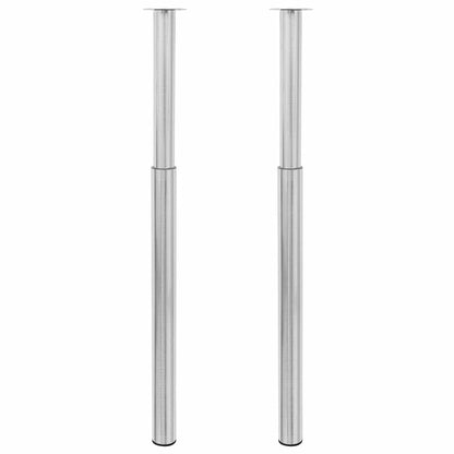 2 Telescopic Table Legs Brushed Nickel 710 mm-1100 mm