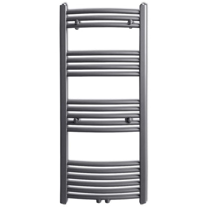 Grey Bathroom Central Heating Towel Rail Radiator Curve 500x1160mm