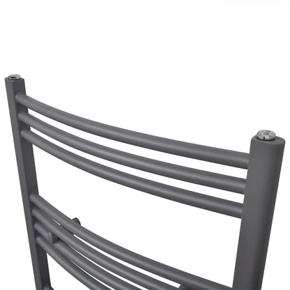 Grey Bathroom Central Heating Towel Rail Radiator Curve 500x1160mm