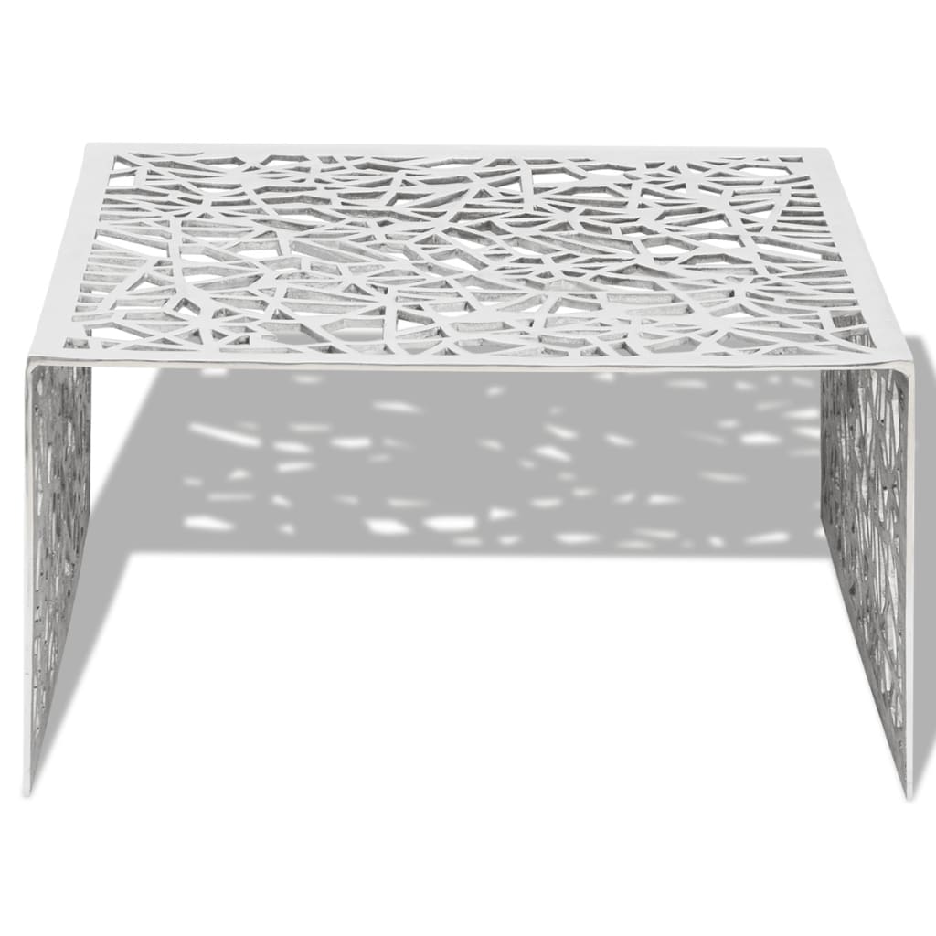Coffee Table Silver Geometric Openwork Design Aluminium