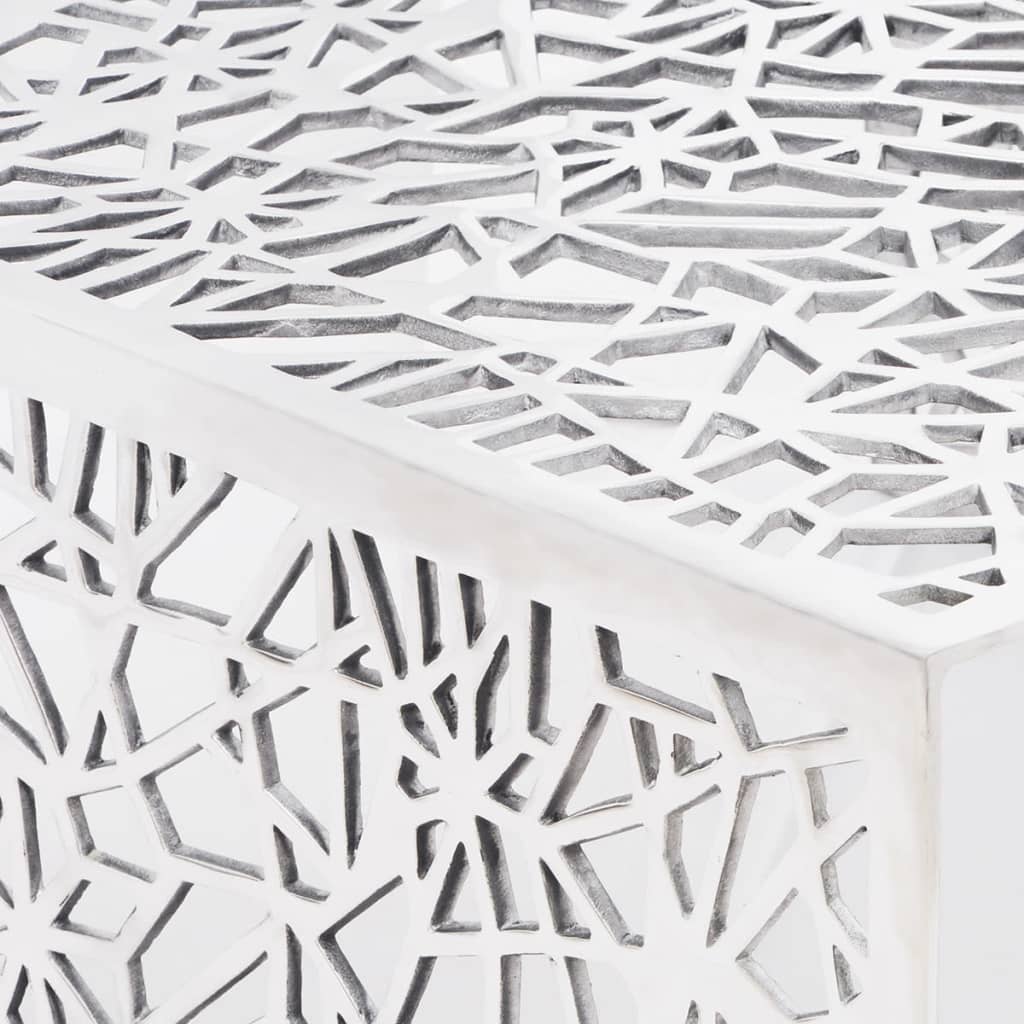 Coffee Table Silver Geometric Openwork Design Aluminium