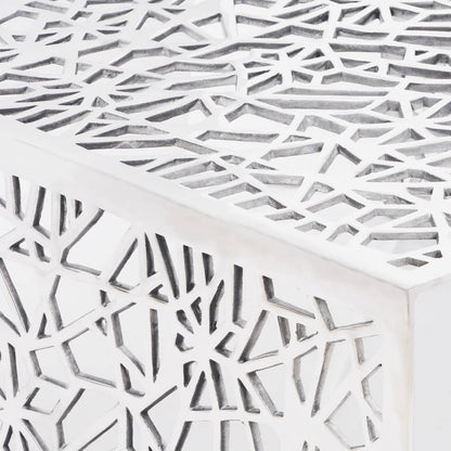 Coffee Table Silver Geometric Openwork Design Aluminium