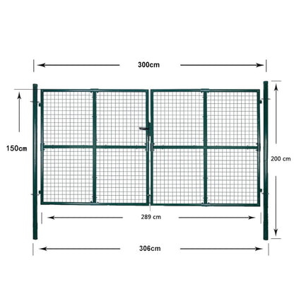 Double Door Fence Gate 300x150 cm Powder-Coated Steel