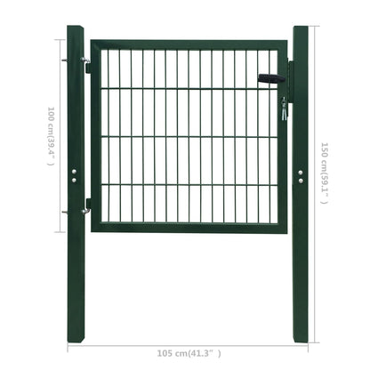 Fence Gate Steel Green 105x150 cm