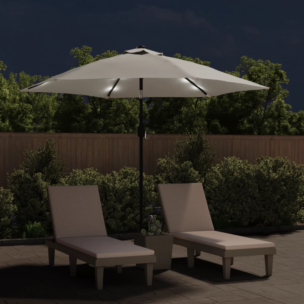 LED Cantilever Garden Parasol 3 m Sand White