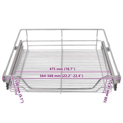Pull-Out Wire Baskets 2 pcs Silver 600 mm