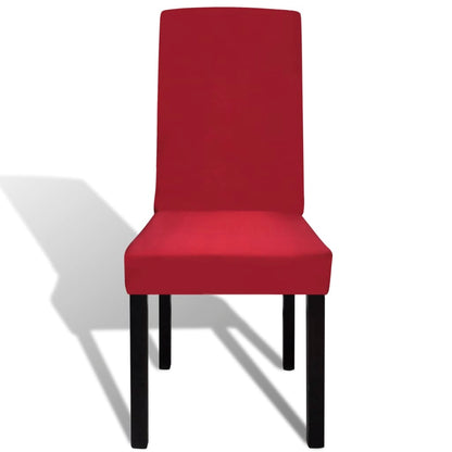 Straight Stretchable Chair Cover 4 pcs Bordeaux