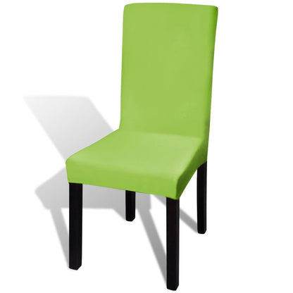 Straight Stretchable Chair Cover 6 pcs Green