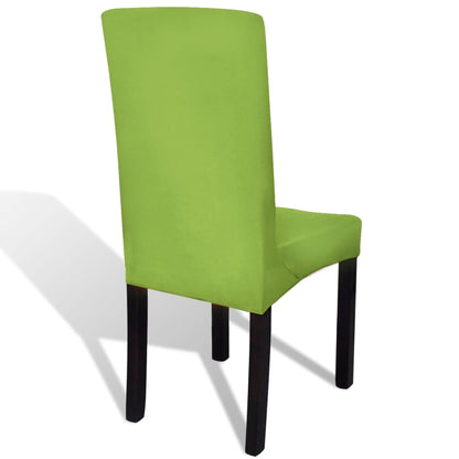 Straight Stretchable Chair Cover 6 pcs Green