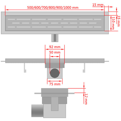 Linear Shower Drain Bubble 1030x140 mm Stainless Steel