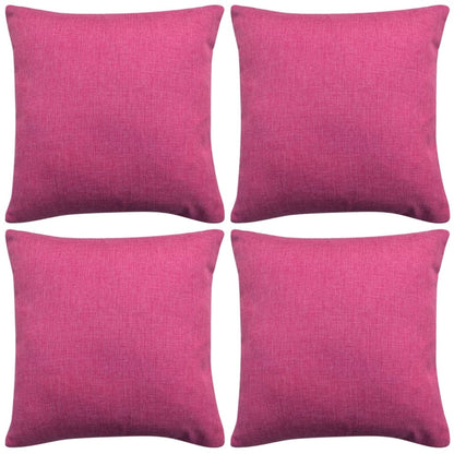 Cushion Covers 4 pcs Linen-look Pink 40x40 cm