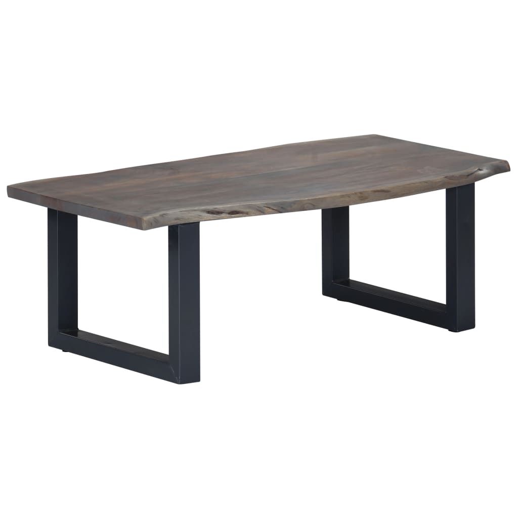 Coffee Table with Live Edges Grey 115x60x40cm Solid Acacia Wood