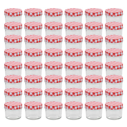 Glass Jam Jars with White and Red Lids 48 pcs 110 ml