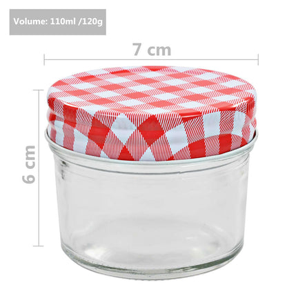 Glass Jam Jars with White and Red Lids 48 pcs 110 ml