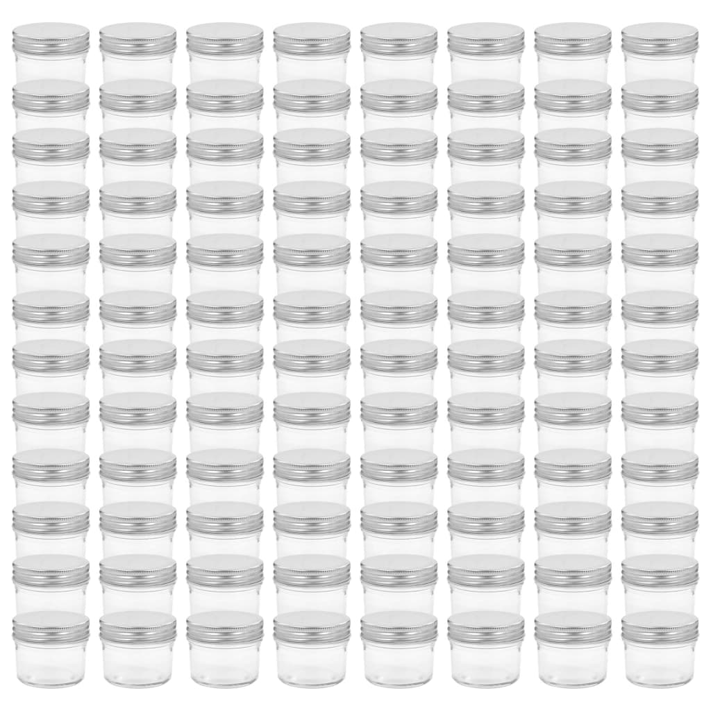 Glass Jam Jars with Silver Lids 96 pcs 110 ml