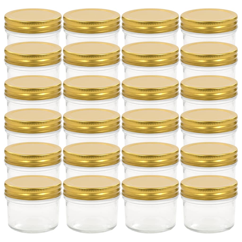 Glass Jam Jars with Gold Lids 24 pcs 110 ml
