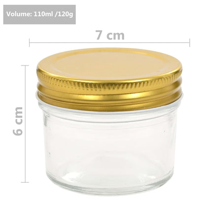 Glass Jam Jars with Gold Lids 24 pcs 110 ml