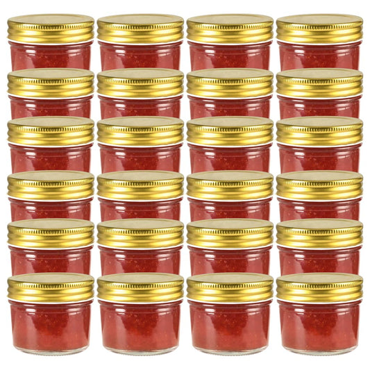 Glass Jam Jars with Gold Lids 24 pcs 110 ml