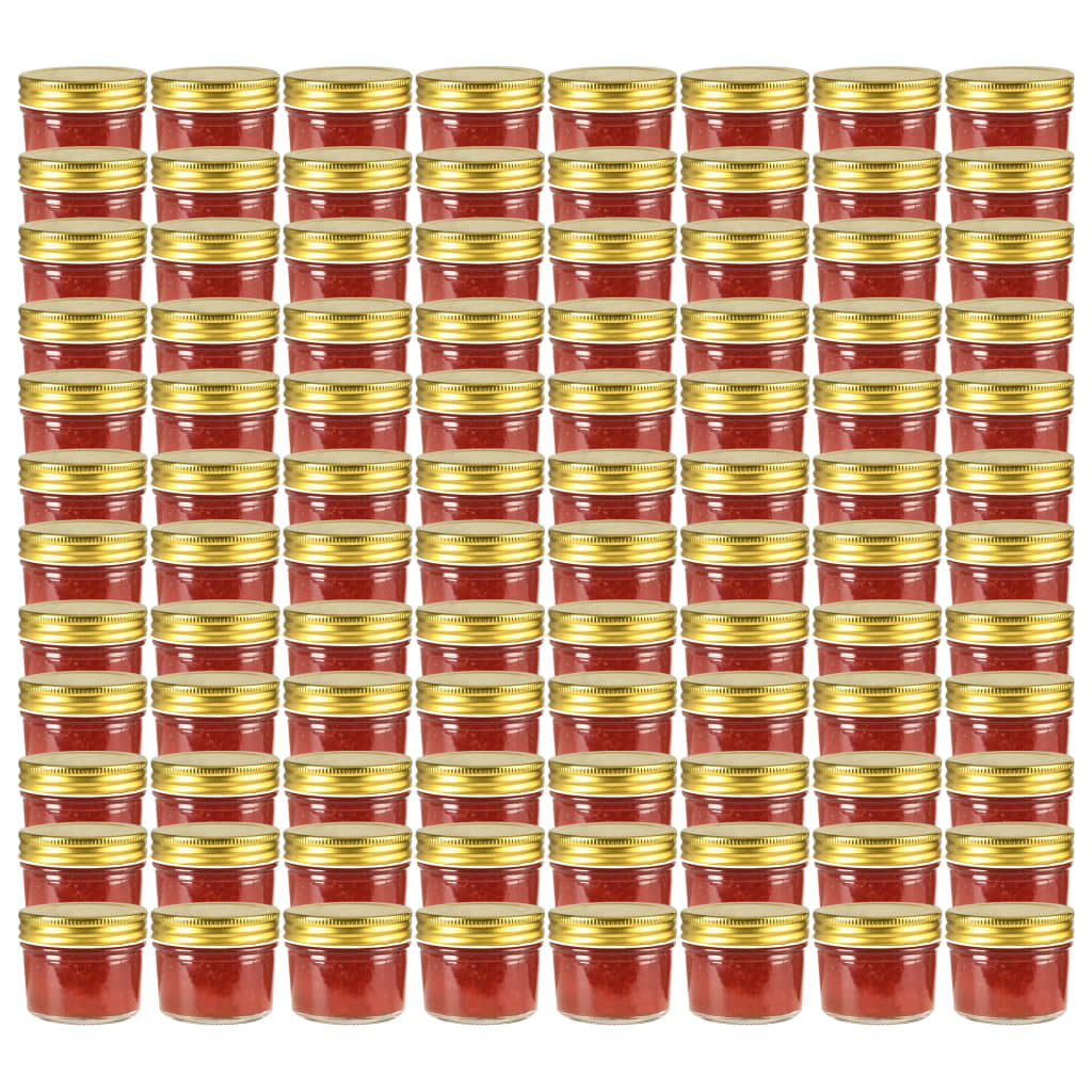 Glass Jam Jars with Gold Lid 96 pcs 110 ml