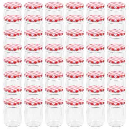 Glass Jam Jars with White and Red Lid 48 pcs 230 ml